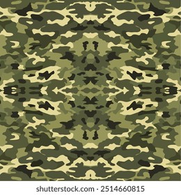 Seamless vector square background. Green army camouflage pattern. Universal military camouflage pattern used for camouflage in forest or grassland combat. Use as background or shirt pattern. Seamless.