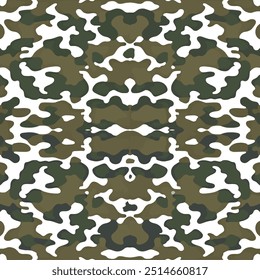 Seamless vector square background. Green army camouflage pattern. Universal military camouflage pattern used for camouflage in forest or grassland combat. Use as background or shirt pattern. Seamless.