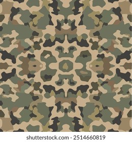 Seamless vector square background. Green army camouflage pattern. Universal military camouflage pattern used for camouflage in forest or grassland combat. Use as background or shirt pattern. Seamless.