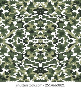 Seamless vector square background. Green army camouflage pattern. Universal military camouflage pattern used for camouflage in forest or grassland combat. Use as background or shirt pattern. Seamless.