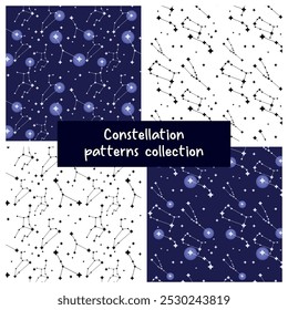 Seamless Vector Star Constellation Pattern Collection - Set 1