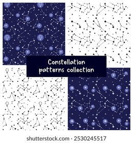 Seamless Vector Star Constellation Pattern Collection - Set 2