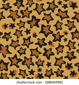 Seamless vector star leopard repeat animal print pattern for textile print background