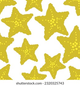 Seamless vector starfish pattern on light background.