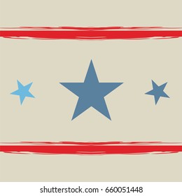 Seamless vector stars and stripes trendy hipster pattern. Blue stars and red stripes on a light brown background. Denim cowboy fashion design in American colors. American National day background.