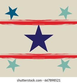 Seamless vector stars and stripes trendy hipster pattern. Blue stars and red stripes on a light brown background. Denim cowboy fashion design in American colors. American National day background.