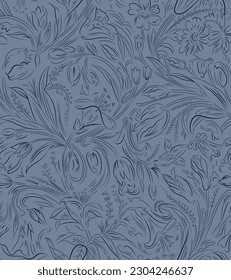 seamless vector stock flower pattern on grey background