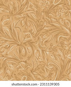 seamless vector stock flower pattern on brown background