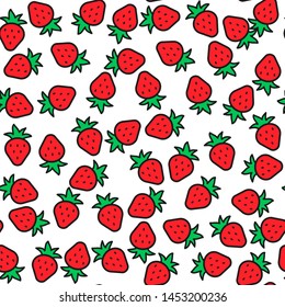 Seamless vector strawberries pattern. Chaotic red strawberry 10 eps background for design, fabric, textile, banner, cover, wrapping.