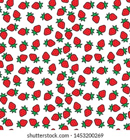 Seamless vector strawberries pattern. Chaotic red strawberry 10 eps background for design, fabric, textile, banner, cover, wrapping.