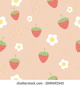 Seamless vector strawberry pattern for background or wrapping paper