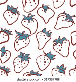 Seamless vector strawberry pattern. Berry isolated on white background.