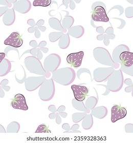 Сute seamless vector strawberry pattern. Elegant floral texture. Simple abstract  ornament for wallpapers, fabrics, tiled printing, decor, packaging, linen products ,cover, wrapping paper, wallpapers