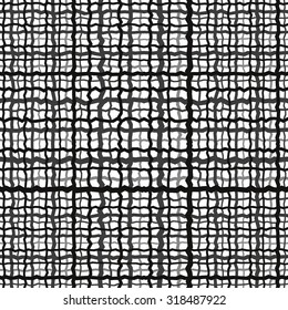 Seamless vector strip pattern. Horizontal and vertical lines with  zigzag effect black and white