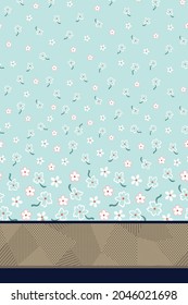 seamless vector stripe retro negative with small flowers border body pattern on background