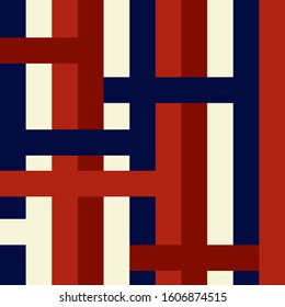 Seamless vector striped pattern. Colored stripes ornament. Wicker Blue, red, white lines. Stylish contrasting braided illustration for holiday, wallpaper, wrapping paper, textile, clothes. Trend color