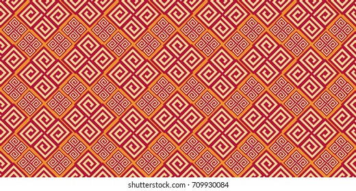 Seamless vector striped pattern. Fashion textile print with greek design. Greece meander fabric background. Retro colors.