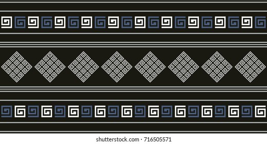 Seamless vector striped pattern. Fashion textile print with greek design. Greece meander fabric background. Retro colors.