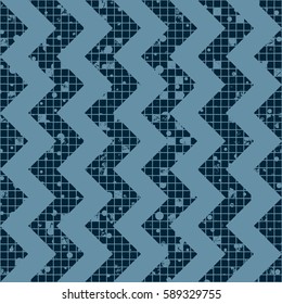 Seamless vector striped pattern. geometric background with zigzag. Grunge texture with attrition, cracks and ambrosia. Old style vintage design. Graphic illustration.