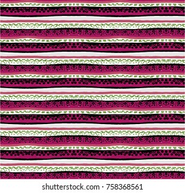 Seamless vector striped pattern. Geometrical background with hand drawn decorative tribal elements in vintage brown colors. Print with ethnic, folk, traditional motifs. Graphic vector illustration.