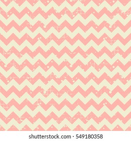 Seamless vector striped pattern. Pink geometric background with zigzag. Grunge texture with attrition, cracks. Old style vintage design. Graphic illustration..
