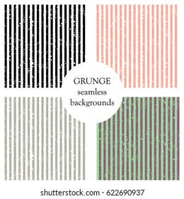 Seamless vector striped pattern. Red geometric background with vertical lines. Grunge texture with attrition, cracks and ambrosia. Old style vintage design. Graphic illustration.