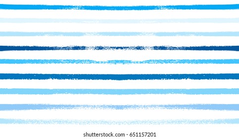 Seamless vector striped summer pattern. Blue, white, grey sailor stripes. Hipster paintbrush lines background. Hand painted ink brush strokes. Stylish retro vintage stripes for a polo or a T-shirt.