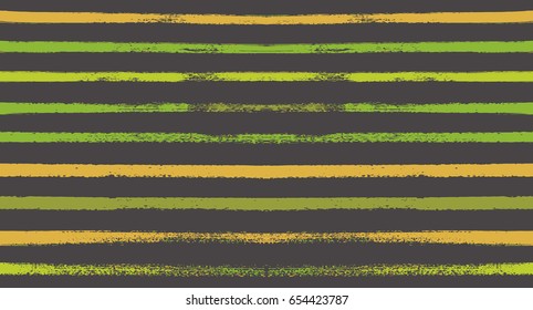 Seamless vector striped summer pattern. Green and yellow sailor stripes. Hipster paintbrush lines background. Hand painted ink brush strokes. Stylish retro vintage stripes for a polo or a T-shirt.