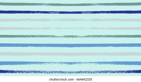 Seamless vector striped summer pattern. Blue and grey sailor stripes on grey background. Hipster paintbrush lines background. Hand painted brush strokes. Retro vintage stripes for a children's T-shirt