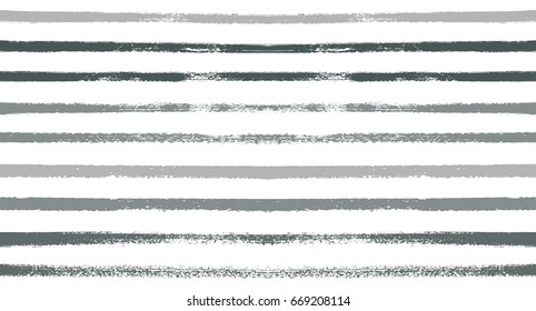 Seamless vector striped summer pattern. Grey, black sailor stripes on white. Hipster paintbrush lines background. Hand painted ink brush strokes. Stylish retro vintage stripes for a polo or T-shirt.
