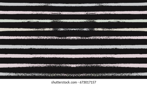 Seamless vector striped summer pattern. Grey, white, sailor stripes on black. Hipster paintbrush lines background. Hand painted ink brush strokes. Stylish retro vintage stripes for a polo or T-shirt.