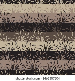 A seamless vector stripes pattern with fields of grass in earthy tones. Surface print design.