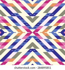 Seamless Vector Stripes Pattern for Textile Design. Stylish Modern Art. Psychedelic Mix of Rhombuses
