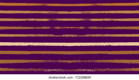 Seamless Vector Stripes Summer Pattern. Hand Painted Brush Lines on Purple. Funky Female Autumn Sailor Stripes Background. Fashion Textile Fabric Seamless Pattern. Trendy Funky Stripy Grunge Graffiti.