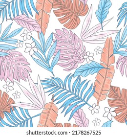 hoja de verano vectorial transparente e impresión floral