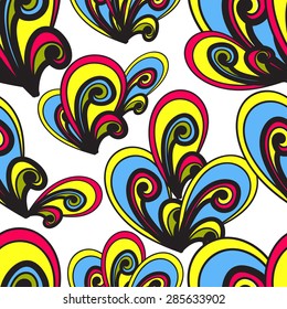Seamless vector summer pattern. Bright hand drawn background. Abstract  modern texture