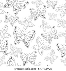 Seamless vector summer pattern with butterfly.Art illustration. Template for print.