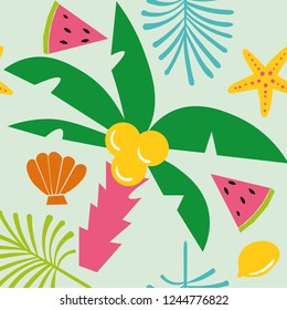 Seamless vector summer pattern in trendy flat style