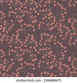 Seamless vector summer/spring branches pattern. Botanical/natural stylish wallpaper with organic chaotic elements. Floral trendy background.