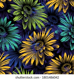 Seamless vector sunflower pattern design