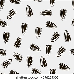 Seamless vector sunflower seeds pattern. Sketch sunflower seeds. Hand drawn texture Ready design for textile, fabric, surface textures, packaging.