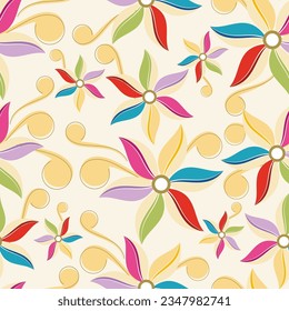 Seamless vector swirly floral pattern design