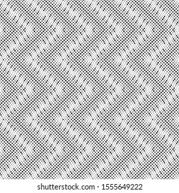 Seamless vector template Modern small half tone texture with angular forms, zigzag. An abstract ornament with the points of the different size. Element of graphic design.