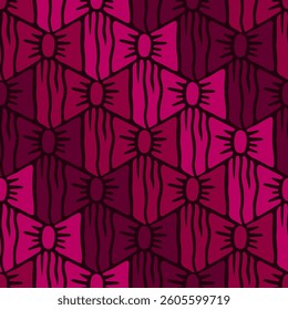 Seamless Vector Tessellation Design Featuring Interlocking Bows in Vibrant Pink, Purple and Magenta Shades