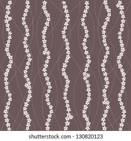 Seamless vector textile floral background with lines of flowers