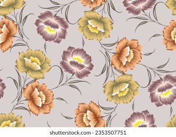 Seamless vector textile flower pattern design