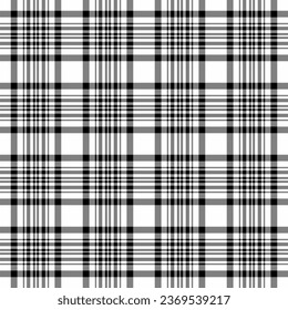 Seamless vector textile of texture fabric tartan with a plaid pattern background check in gray and white colors.