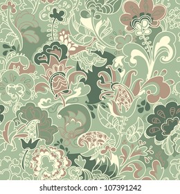 Seamless vector texture with abstract floral with stylized flowers