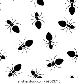 Seamless vector texture - ants pests on a white background