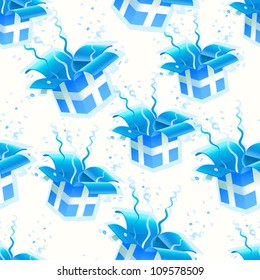 Seamless vector texture background of blue gift wrap boxes, eps10 pattern